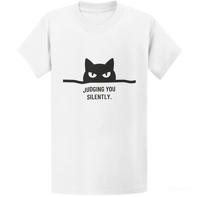 Gildan 5000 Judging You Silently Cat T-Shirt - Sarcastic Cat Lover Gift Tee