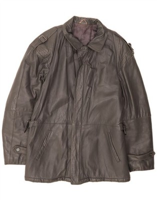 ESSEBI Herren Lederjacke IT 46 Small Grau Leder DG20