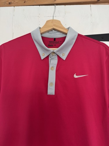 Nike Dri Fit Golf Polo Shirt Mens Size Medium Tour Performance Vibrant Pink Top - Picture 2 of 7