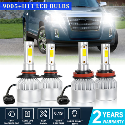 For GMC Terrain 2010-2018 LED Headlight Bulbs White Conversion Kit High Low