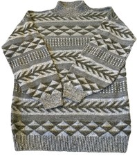 VTG Grandma Cottagecore Sweater Aztec Bears Crossing USA Made 90’s/80’s Retro
