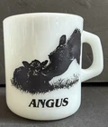 Vintage Oven Proof Galaxy Black ANGUS Cattle Milk Glass Coffee Cup Mom & Baby