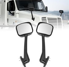 Black Hood Mirror Compatible with 2008-2017 Freightliner Pair Black Clear