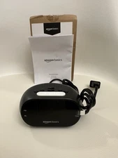 Amazon Basics Small Digital Oval Alarm Clock with LED Display, Nightlight & Batt