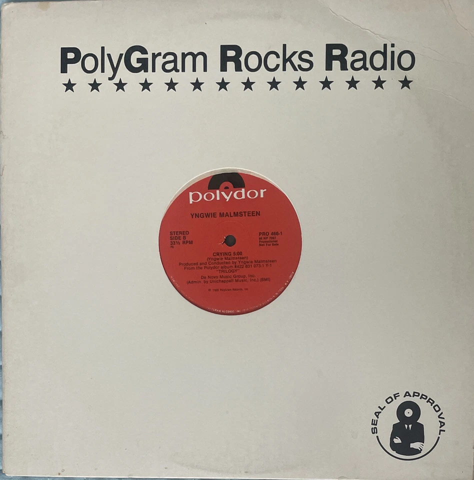 Yngwie Malmsteen {Fire/Crying} Vinyl 1986 PROMO Record 12” Single PRO 466-1 Foto 2 de 4