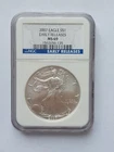 2007 S$1 American Silver Eagle Coin NGC MS 69- Early Releases