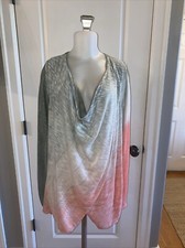 HardTail Drape Neck Long Sleeve Top Size M Green Melon Ombré Long Pullover