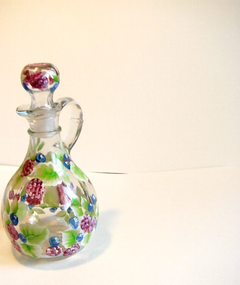 Nuevo Dispensador de Aceite Pintado a Mano Decorativo Bayas Hojas Verdes Idea de Regalo Foto 4 de 4