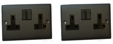 Pack of WK Anthracite Finished Double Wall Plug Socket 2 Gang Twin Switch