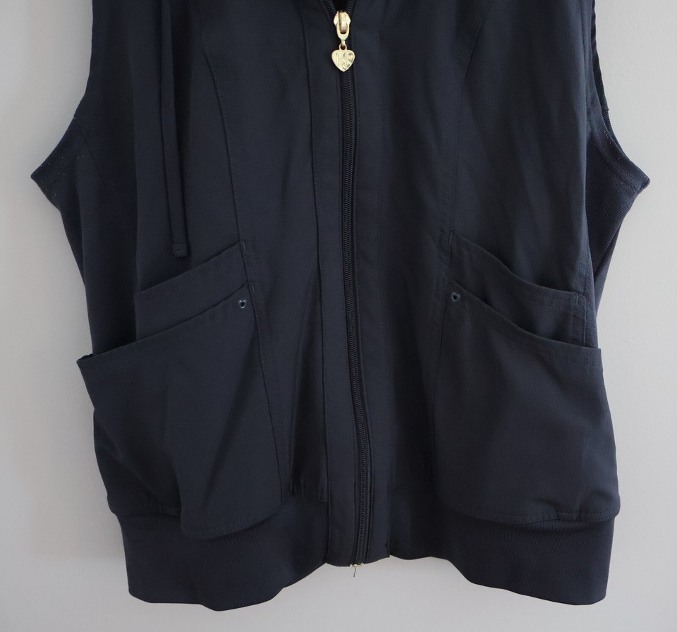 Heartsoul Women's Zip Front Scrub Vest Removeable Hood HS500 Gray (PEWH