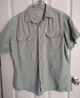 Carhartt Button Up Shirt XL Green 100% Cotton Short Sleeve