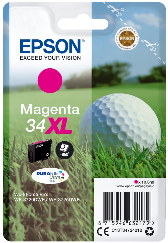 Epson 34XL cartouche d'encre Magenta authentique haute capacité C13T34734010 (TV - Photo 1/1