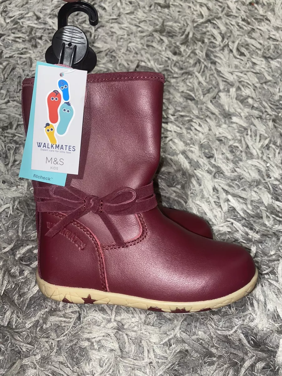 Marks And Spencer M S Girls Leather Boots Size 7.5 New