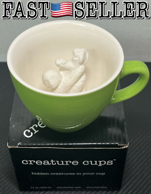 Creature Cups Sloth Ceramic Cup 11oz Mug With Hidden Sloth Inside, Bamboo Green