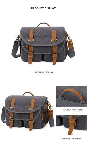 Waterproof Canvas SLR Camera Bag Shoulder Carry Insert Case For Nikon Canon Sony - Picture 11 of 27