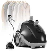 Black Standing Clothes Garment Steamer, Roll Wheels Wrinkle Remover Continuous