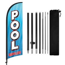 Pool Supplies Feather Flag with Pole and Ground Stake 8Ft Advertising Sign
