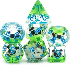 Cute Panda Clear Dice Set 7 Die Polyhedral Role Playing Dice Set 7-Die