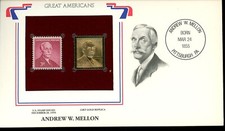 Great Americans 22k Gold Replica/ Real Stamp FDC Andrew W Mellon