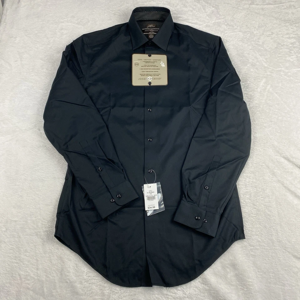 Camisa de vestir Joseph Abboud para hombre 14,5-32/33 negra ajustada elástica ¡Nueva con etiquetas! Foto 4 de 4