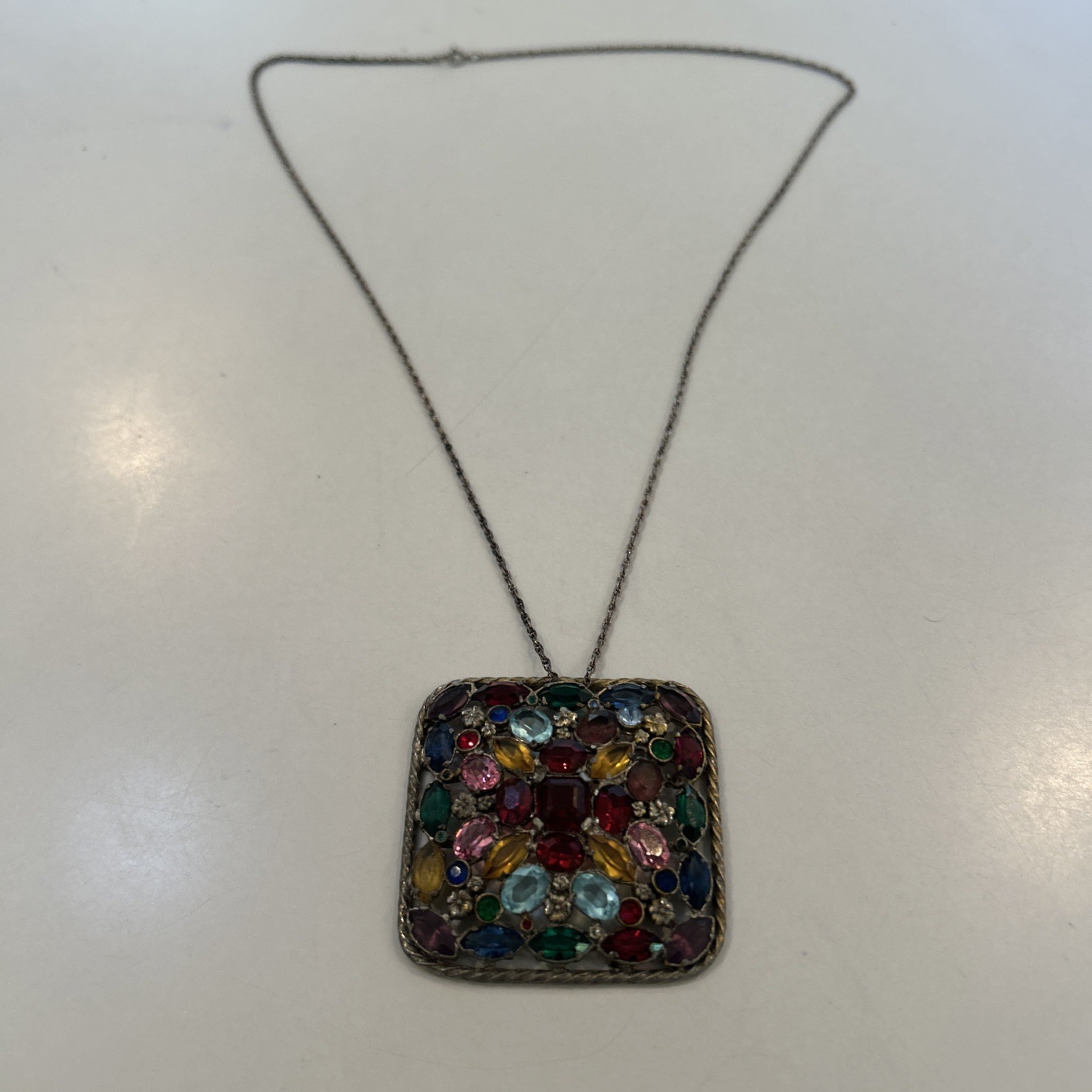 Ant Crystal Hobe  Unsigned Multicolored Stones Go… - image 1