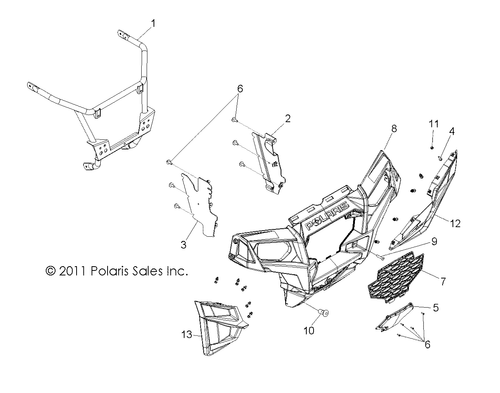 Polaris Deflector Panel, Right, Gloss Black, Genuine OEM Part 5438950-070, Qty 1 - Picture 2 of 2