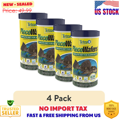 (4 pack) Tetra Pleco Wafers for Algae Eating Fish, Sinking Fish Food, 6.5 oz