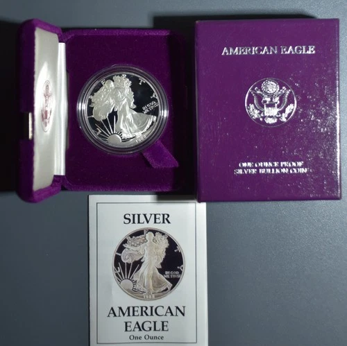 1988-S $1 AMERICAN SILVER PROOF EAGLE 1 oz .999 w/Box & COA A6421