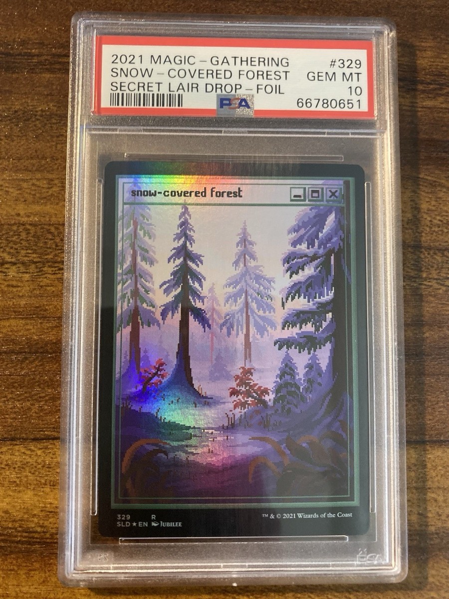 MTG✨Pixel SNOW-COVERED FOREST (Full Art) FOIL✨SLD PSA 10 RARE