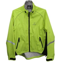 Showers Pass Mens Cycling Jacket M Neon Yellow Green Full Zip 100% Nylon