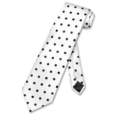 Vesuvio Napoli NeckTie WHITE with BLACK Polka Dots Design Mens Neck Tie