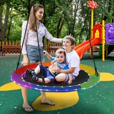 NNECW 100cm Saucer Tree Swing with LED Lights for Kids-Multicolor