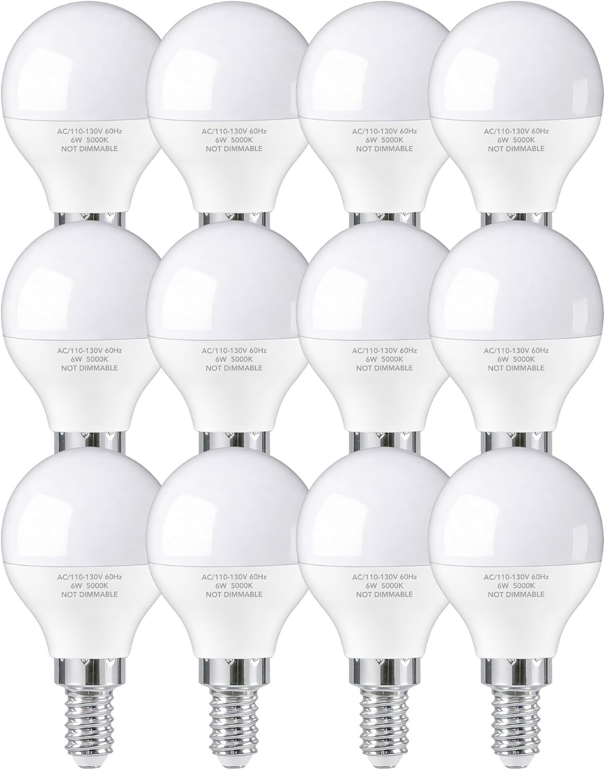 60w Equivalent, E12 Small Base Candelabra Ceiling Fan Bulbs 6w 620
