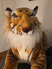 Medium Sized Plush Stuffed Animal Laying Tiger Realistic Vtg