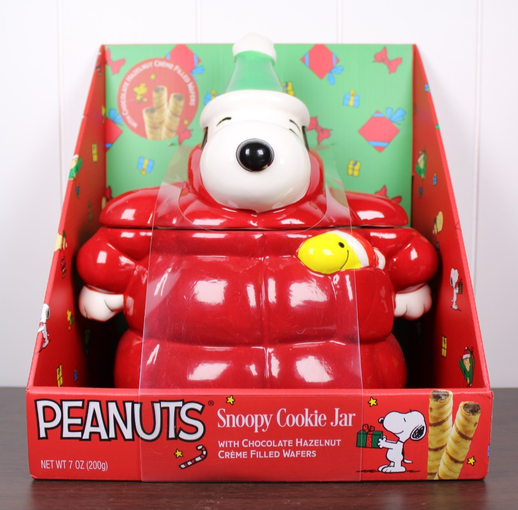 Peanuts Snoopy & Woodstock Red Puffer Jacket Cookie Jar Canister
