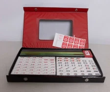 Vintage Chinese Mahjong Game Set Green Back