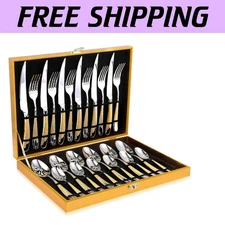 Luxury 18/10 Stainless Steel Flatware Set - 24 Pieces for Sophisticated Dining