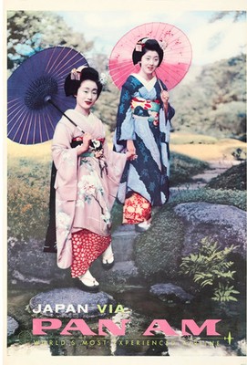 JAPAN VIA PAN AM - WERBEPLAKAT PAN AM - REISE NACH JAPAN -