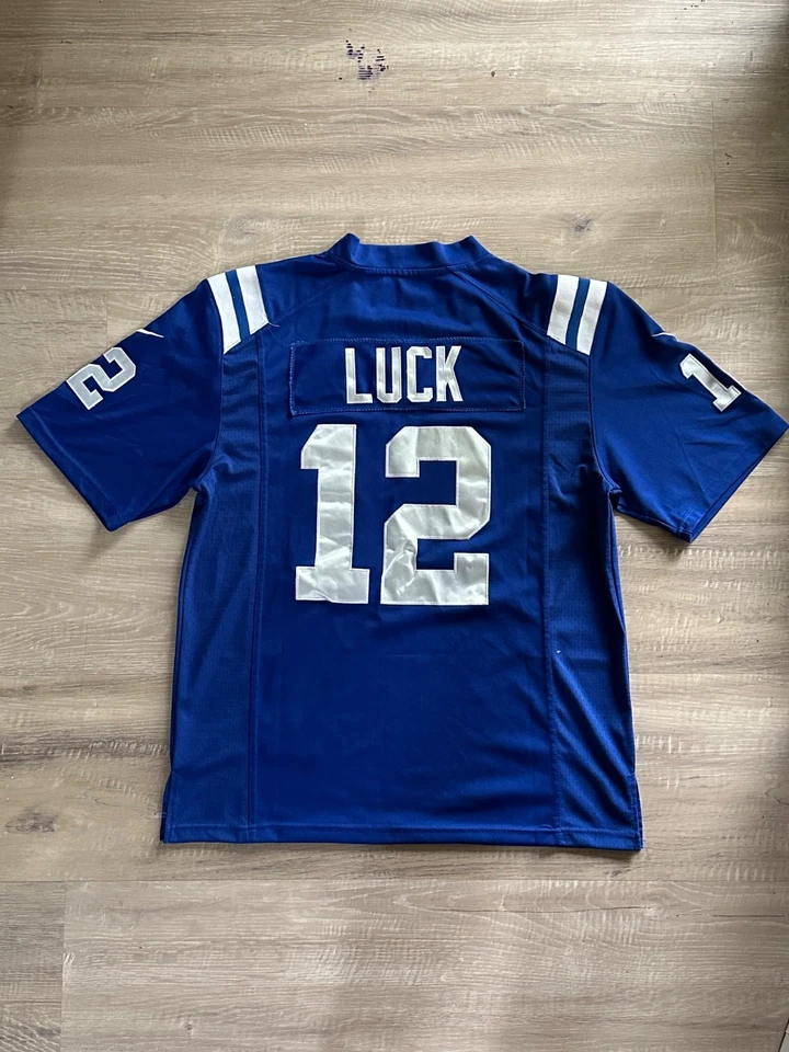 印第安纳波利斯小马队耐克球衣男式小号蓝色安德鲁幸运 #12 On Field NFL — 第 3/4 张图片