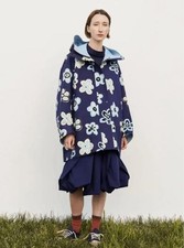 Marnoo Blue Floral Nylon Mid-Length Dress with Hood Spring/Fall new