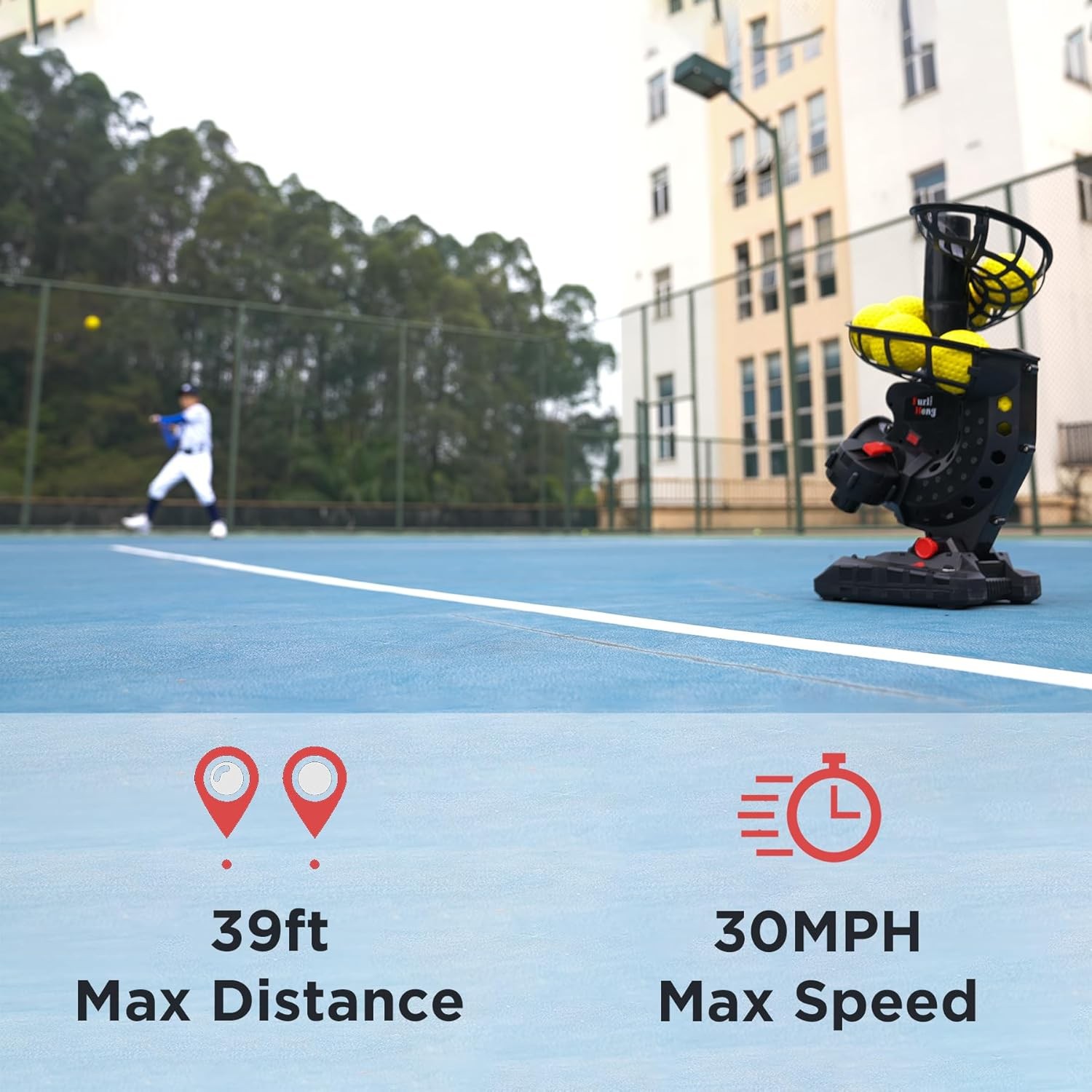 Upgraded Electronic Baseball Pitching Machine, Adjustable Angles & Speed, AC Ada