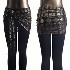Women Belly Dance Hip Skirt Scarf Wrap Belt Hipscarf Hot Foil Print Long Hijabs