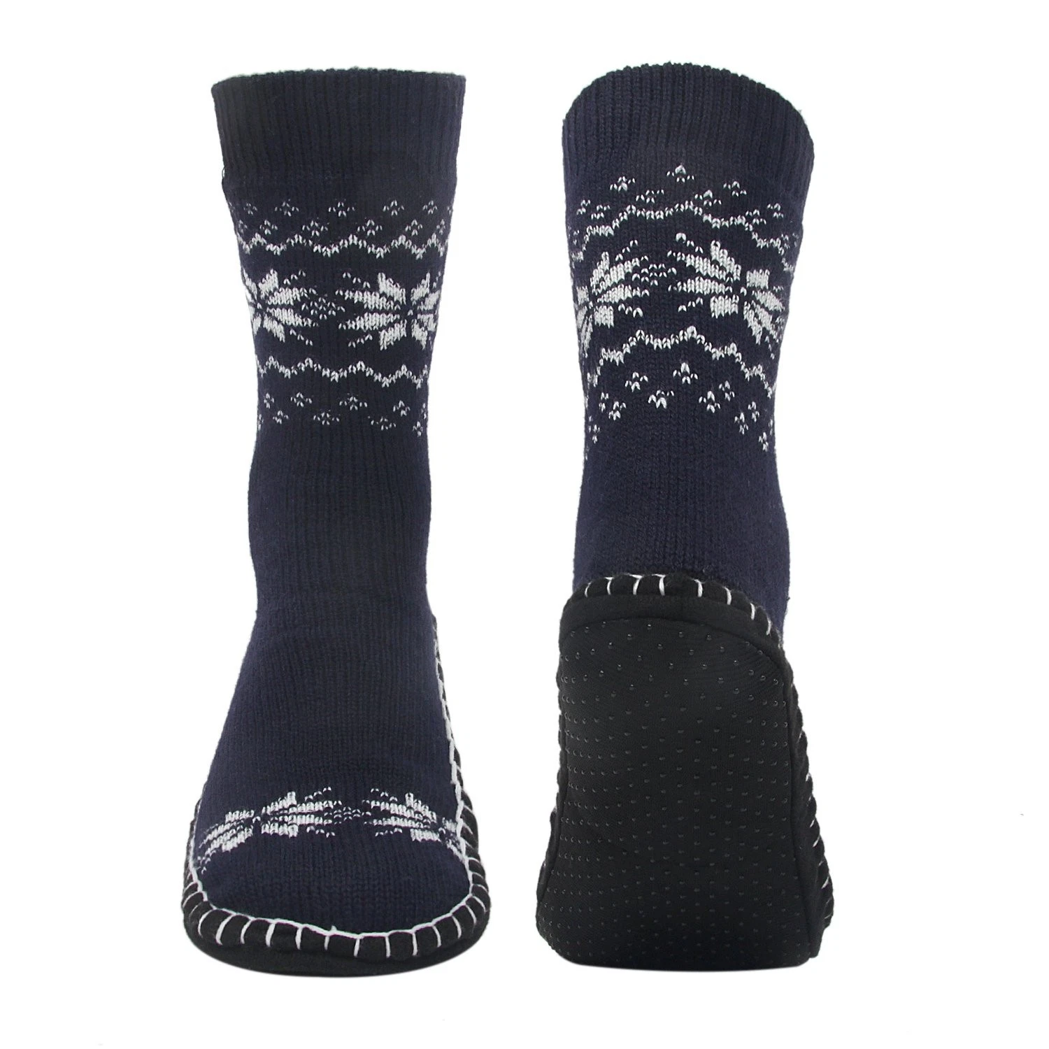 Vihir Men's Slipper Socks With Suede Non Slip Sole -Winter Knitted Home Warm ...