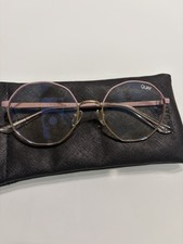 Quay Australia Hexagonal Sunglasses - Pink and Gold Metal Frame - Blue Light