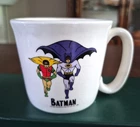 Rare Vintage 1966 Batman Robin Salem Milk Glass Coffee Mug DC Comics
