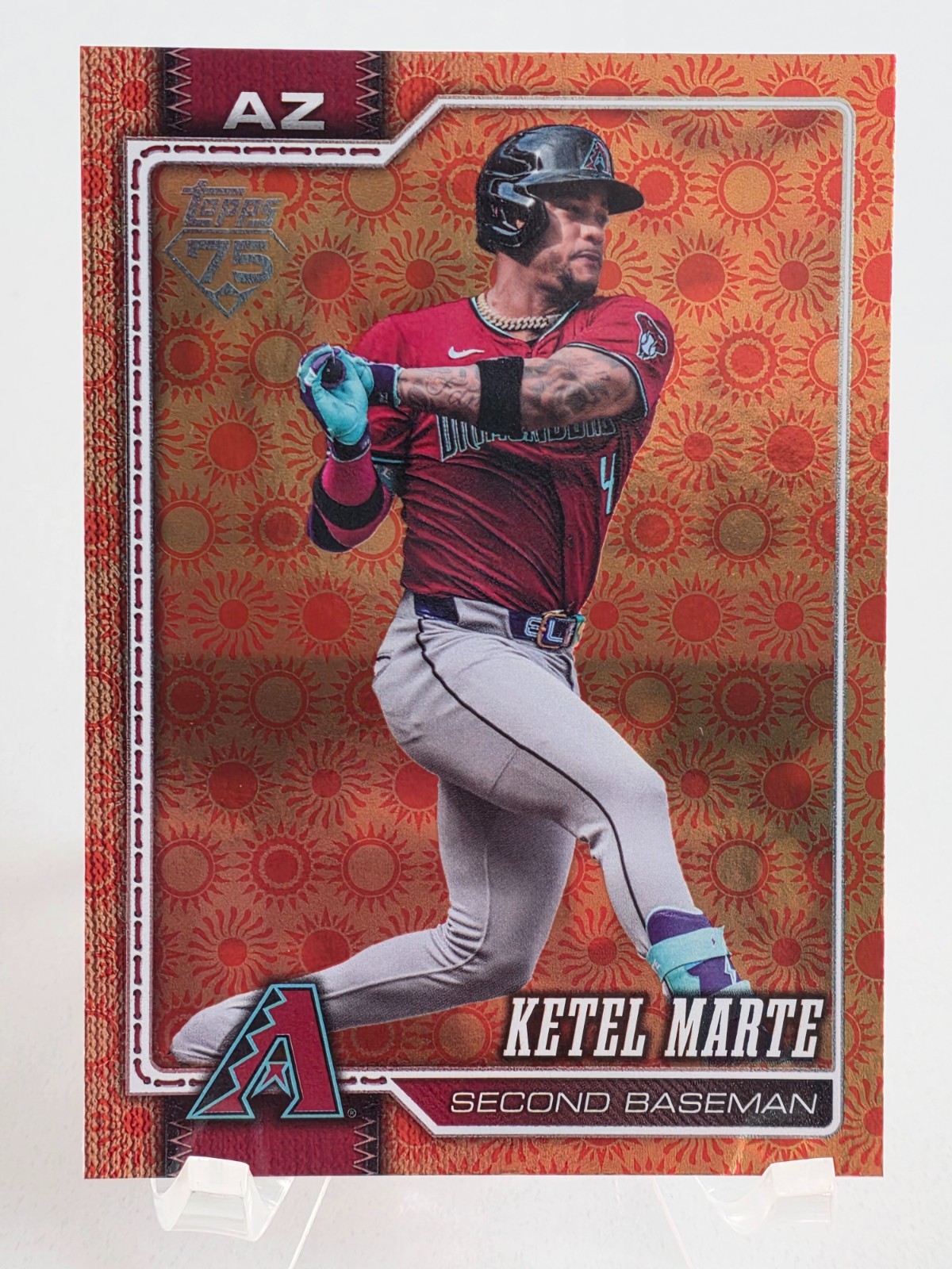 Ketel Marte 2026 Topps Series 2 Orange "Sun" Holo Foil Parallel #459 Arizona Dia