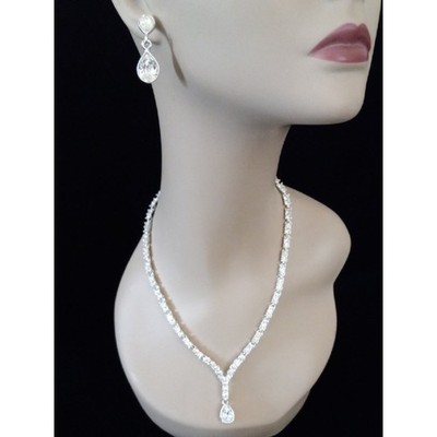 NAPIER Silver-Tone Teardrop Crystal Necklace & Earrings Set