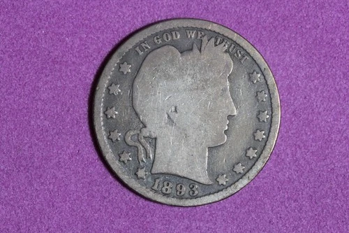 Estate Find 1893 S Barber Quarter Dollar #K60121