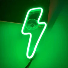 Green Lightning Bolt LED Neon Flash Light Car Window Glow Remote Control Lamp