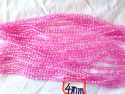 Restposten 10 Schnüre (1200) Glänzend Rosa AB 4mm Rund Kristall Perlen Neu Großhandel